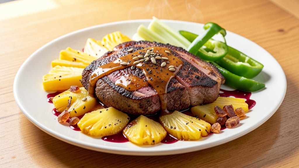 Pork Ham With Pineapple Recipe: Slow-Braised Sweetness and Celery-Pepper Crunch