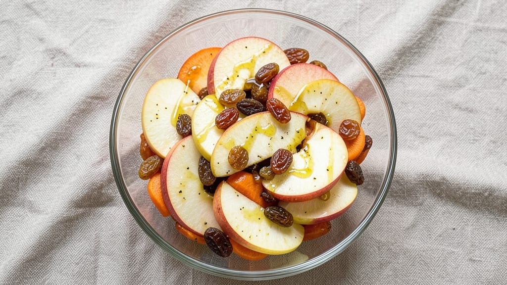 Apple Carrot Raisin Salad Recipe: Warm Spiced Crunch With Honey-Drizzled Sweetness