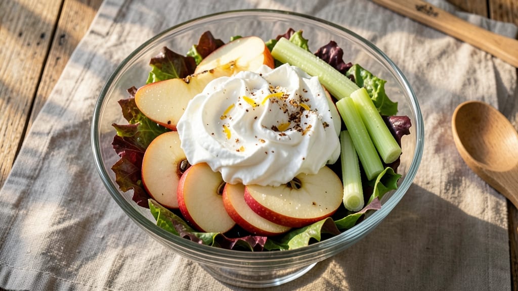 Apple Salad With Whipped Cream Recipe: Crunchy Celery and Sweet Apple Refreshment in 10 Minutes