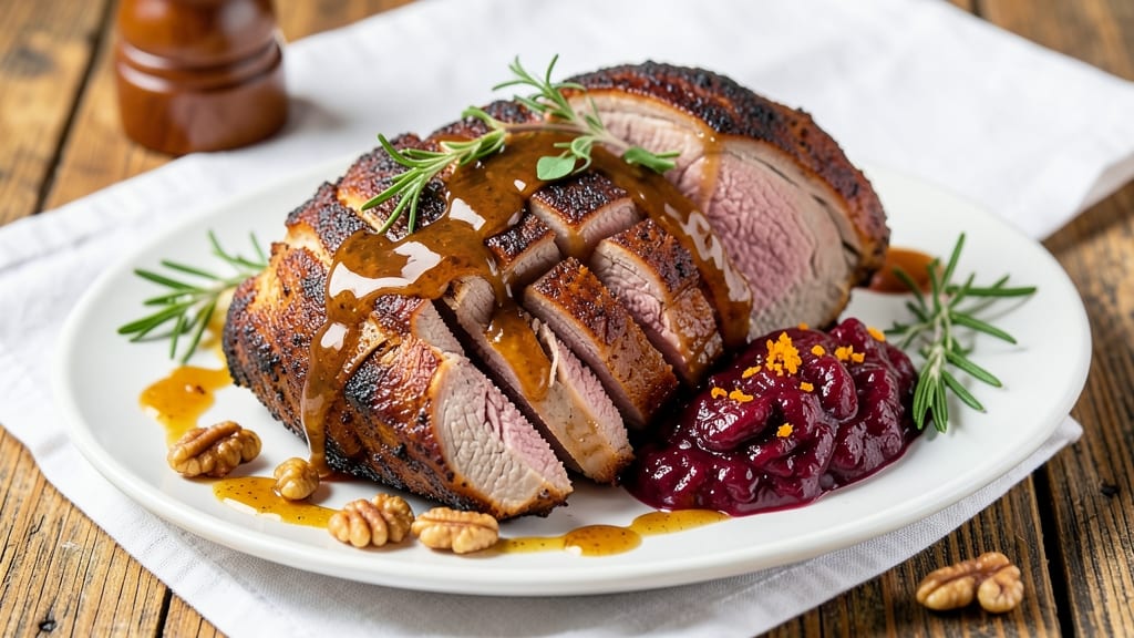 Cranberry Dijon Pork Roast With Apple Cider Glaze Recipe: Sweet-Tart Gloss That Caramelizes Meat
