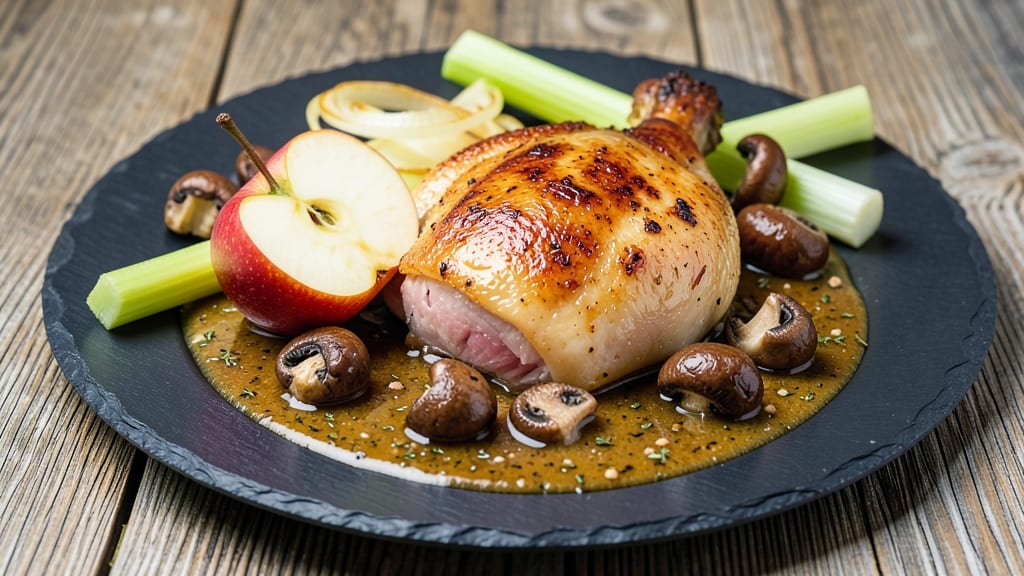 Chicken Apple Mushroom Recipe: Savory Braise With Celery-Pepper Crunch