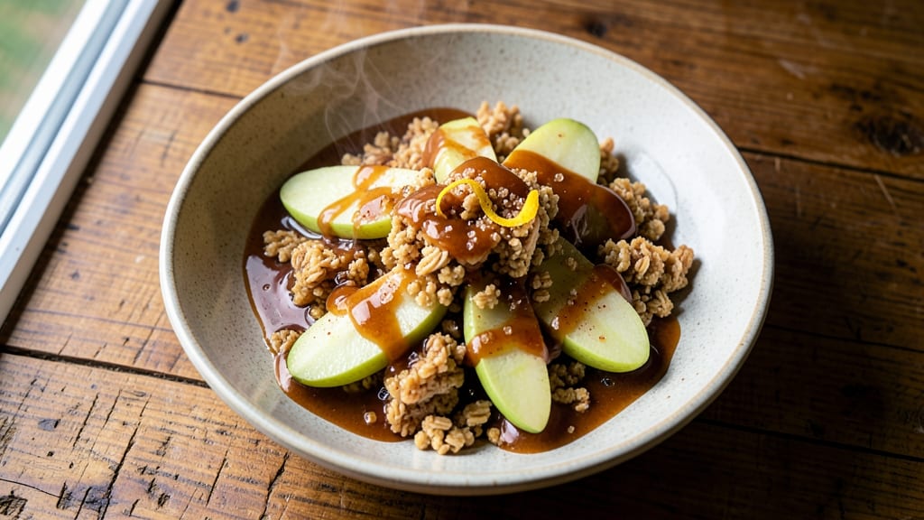 Apple Crumble With Caramel Sauce Recipe: Warm Spice and Gooey Caramel Fusion