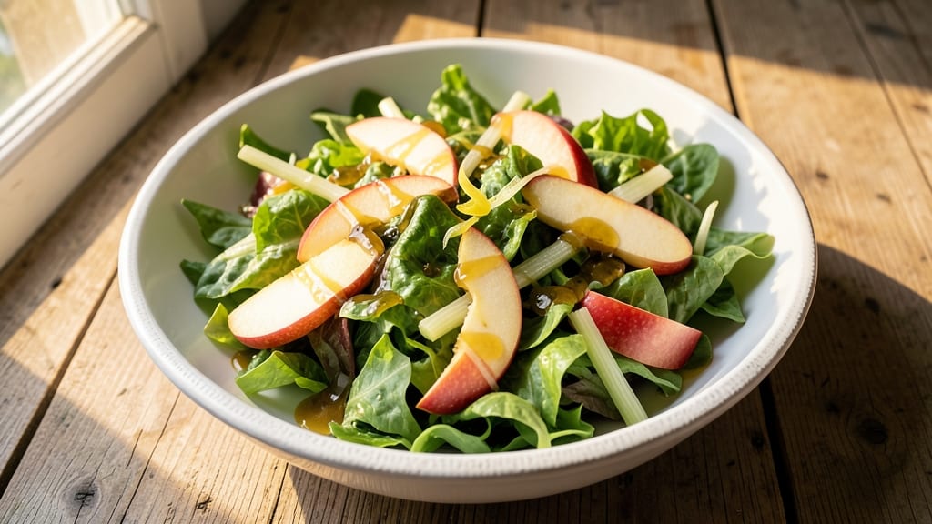 Spring Mix Apple Salad Recipe: Crisp Celery and Sweet Apple Refreshment With Honey-Lime Dressing
