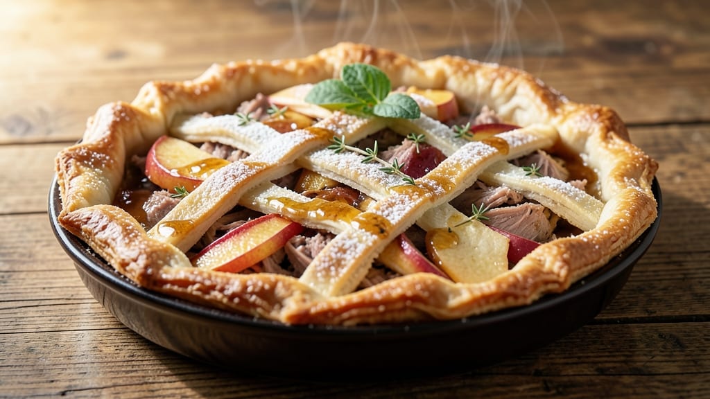 Pork And Apple Pie Recipe: Savory Crust Topping With Caramelized Sweetness