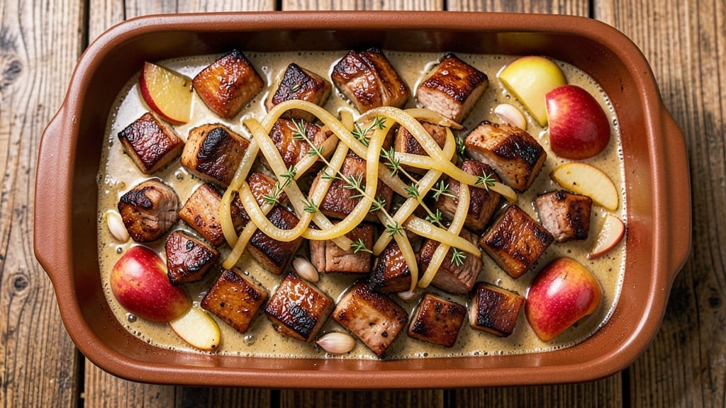 Pork Apple Cider Casserole Recipe: Apple-Cider Braised Pork With Celery Pepper Crunch