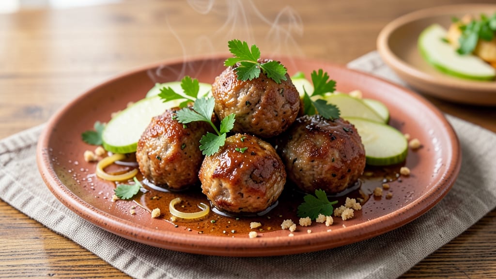 Pork And Apple Meatballs Recipe: Herb-Infused Bites With Celery-Pepper Crunch